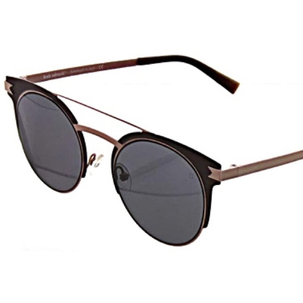 Women's Black Round Metal-Frame Sunglasses with Rose Gold Accents